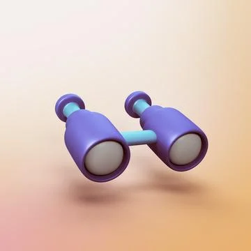 Binoculars - stylized 3d CGI icon object Stock Illustration