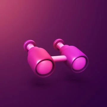 Binoculars - stylized 3d CGI icon object, Not gen Ai Stock Illustration
