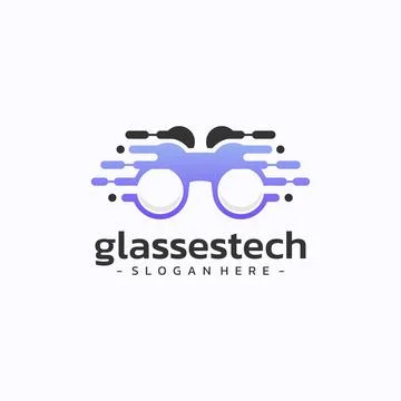 Binoculars tech logo design vector. Stock Illustration