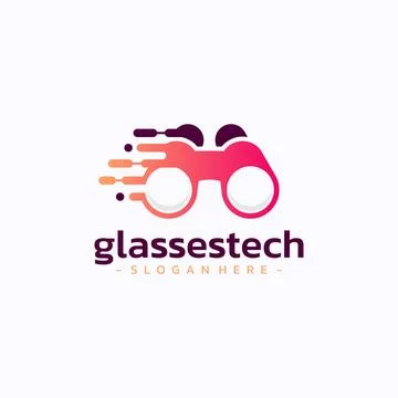 Binoculars tech logo design vector. Stock Illustration