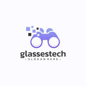 Binoculars tech logo design vector. Stock Illustration