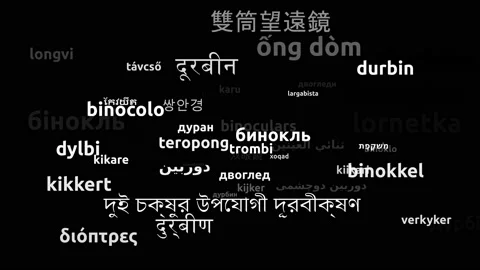 Binoculars Translated in 48 Worldwide Languages Endless Looping 3d Zooming Wo Video stock 145206294