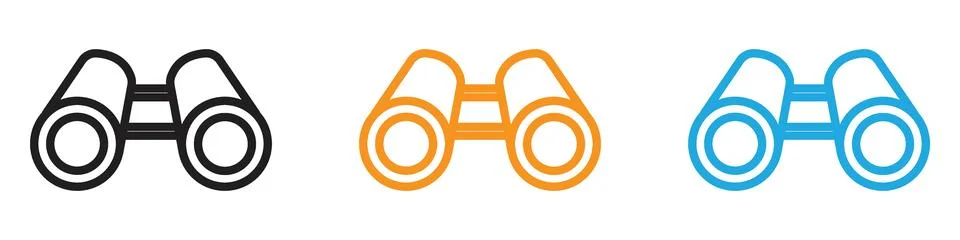 Binoculars vector logo set collection for web app ui Stock Illustration