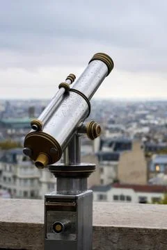 Binoculars for viewing city panoramas Stock Photos