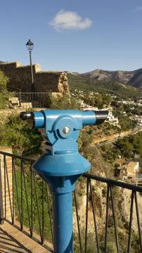Binoculars in a viewpoint in mijas Stock Photos