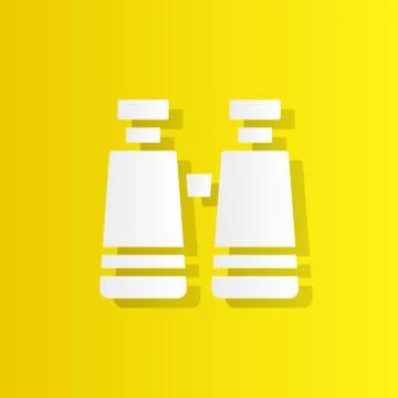 Binoculars white icon with shadow Stock Illustration