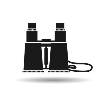 Binoculars zoom black flat web icon Stock Illustration