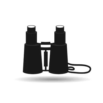 Binoculars zoom black flat web icon Stock Illustration