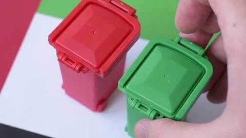 Bins for garbage, a conceptual background for selective and recycling waste disp Stock Footage 333313738