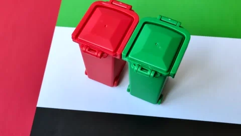Bins for garbage, a conceptual background for selective and recycling waste disp Stock Footage 333314037