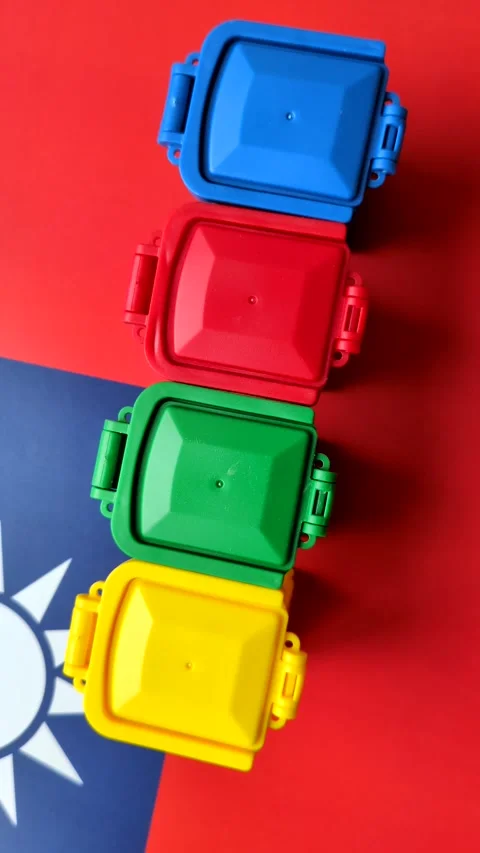 Bins for garbage, a conceptual background for selective and recycling waste disp Stock Footage 340477627