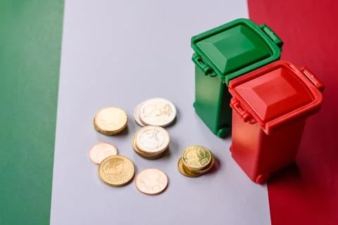 Bins for garbage, a conceptual background for selective and recycling waste.. 스톡 사진