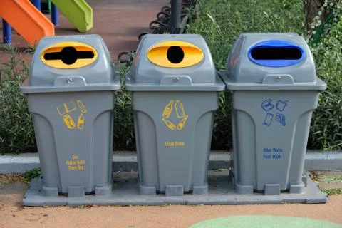 Bins in park Stock Photos