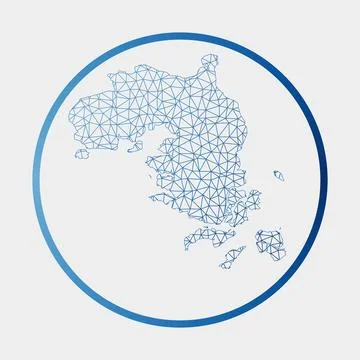 Bintan Island icon. Network map of the island. Round Bintan sign with gradi.. 스톡 일러스트