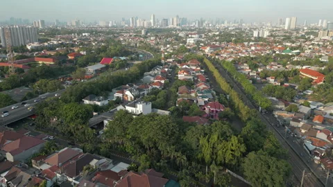 Bintaro Intersection Motorway And Railway Line At Sunset Jakarta City Indonesia Stock-Footage 315212141