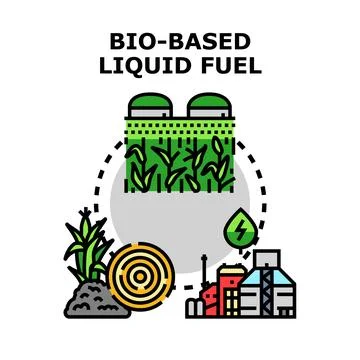 Bio based liquid fuel production process illustration Stock Illustration
