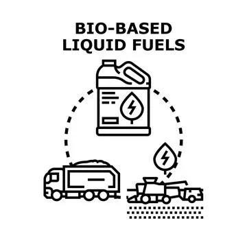 Bio based liquid fuels production concept illustration Stock Illustration
