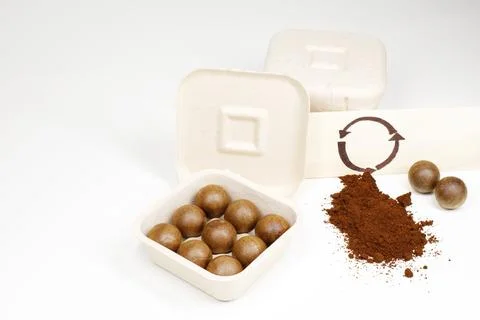 Bio coffee capsules, compostable capsules. recycling and zero waste concept Stock-Fotos