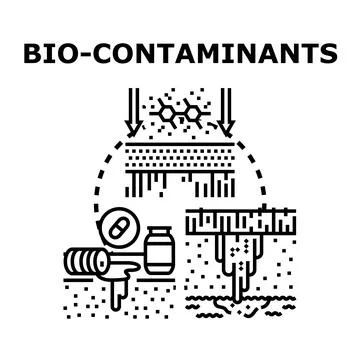 Bio contaminants polluting environment causing ecological pollution concept Stock Illustration