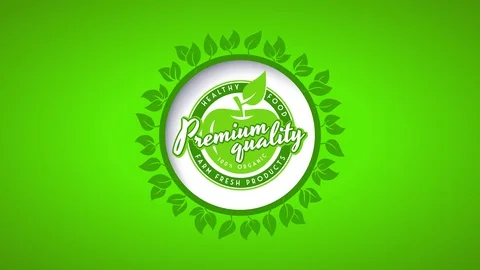 Bio eco friendly label of green apple for fresh healthy organic food of premium Stock Footage 128702945