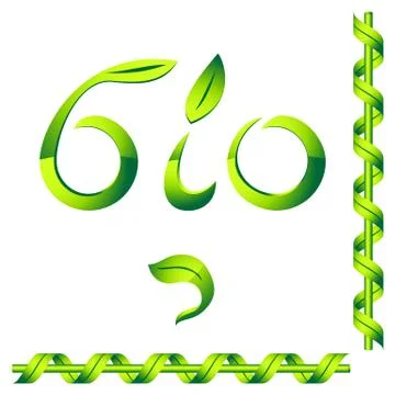 Bio eco log with green leaf Stock Illustration
