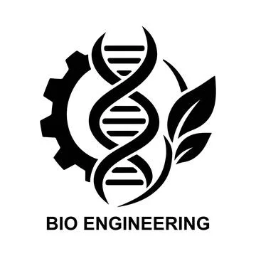 Bio Engineering Logo Design with DNA Helix and Gear Illustrazione stock