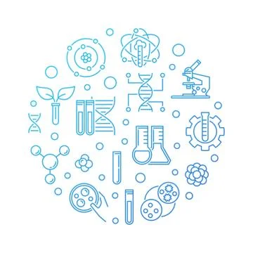 Bio-Engineering vector round blue linear illustration 스톡 일러스트