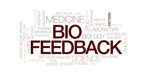 Bio feedback animated word cloud, text design animation. Kinetic typography. Stock Footage 77156923