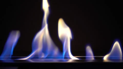 Bio Fireplace with Fire Line at Night Stock Footage 153265911