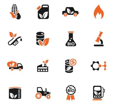 Bio fuel icon set Stock Illustration