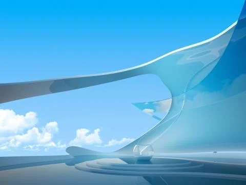 Bio future interior (future style reception table on the openspace) Stock-Illustration