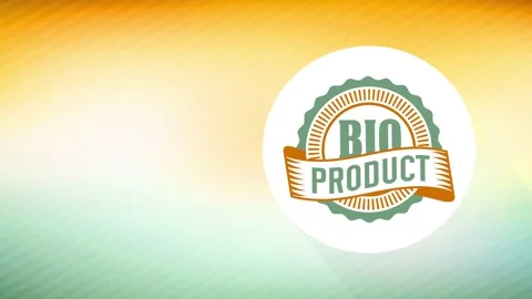 Bio good mark for retailing eco kind nutrient marketing with 70s style circular Stock Footage 130670745