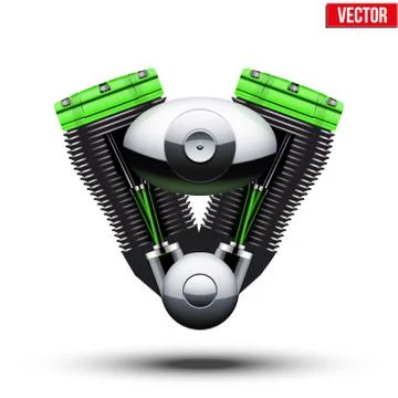 Bio green motorcycle engine. Vector Illustration. Illustrazione stock