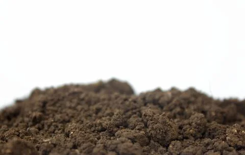 Bio ground or soil substrate as frame or border isolated on white background Stock Photos