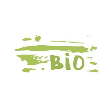 Bio hand drawn vector badge. Handwritten logo templates. Element for graphic  Stock Illustration
