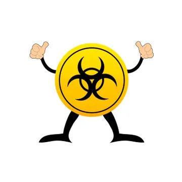 Bio-hazard symbol on a yellow button Stock Illustration