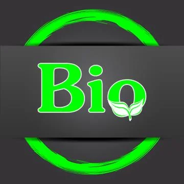 Bio icon. Internet button with green on grey background.. Stock Illustration