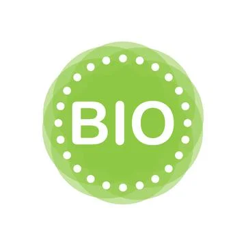 Bio label vector, painted round emblem icon for products packaging. Bio sign. 库存插图
