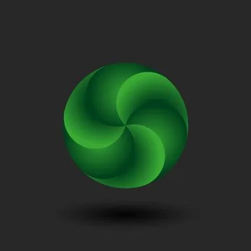 Bio logo 3d round vortex shape, three abstract green plant leaves vector il.. Stock Illustration