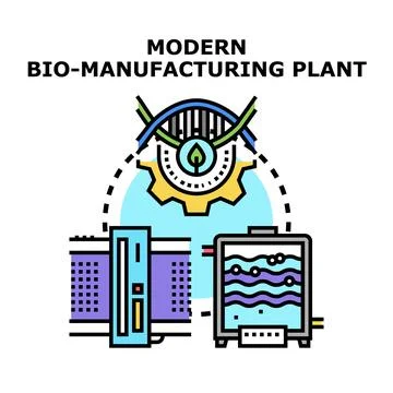 Bio manufacturing process innovating science and sustainability Stock Illustration