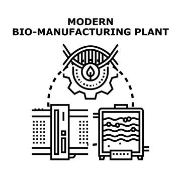 Bio manufacturing process innovating science and sustainability Stock Illustration