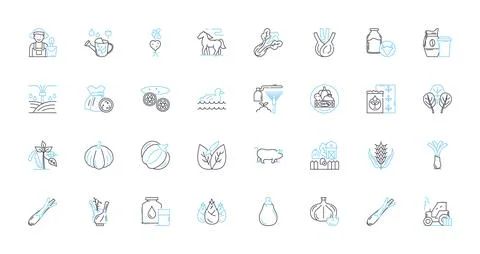 Bio park linear icons set. Wildlife, Conservation, Nature, Habitat, Biodiversity Stock Illustration