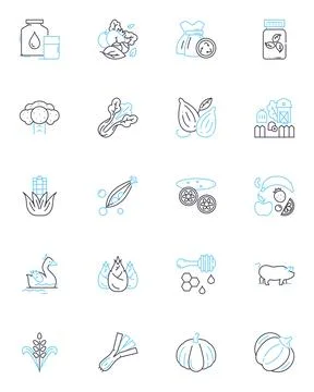 Bio park linear icons set. Wildlife, Conservation, Nature, Habitat, Biodiversity Ilustración de archivo
