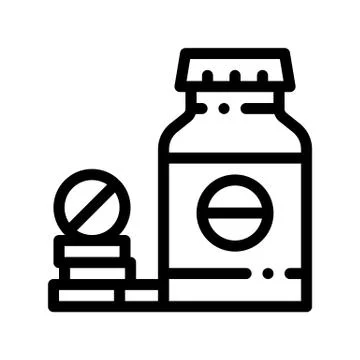 Bio Supplements Drugs Bottle Vector Thin Line Icon Illustrazione stock