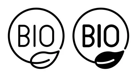 Bio Symbol Logo Design with Leaf Element for Organic Products Branding Stock Illustration