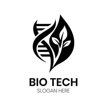 Bio Tech Logo Design with Abstract Leaf and DNA Strand Symbol Stock Illustration