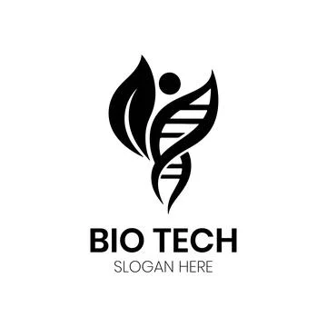 Bio Tech Logo Design with DNA Helix and Leaf Symbol Stock Illustration