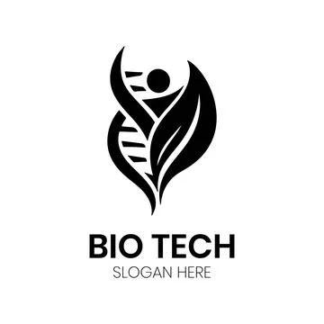 Bio Tech Logo Design with DNA Strand and Leaf Silhouette Stock Illustration