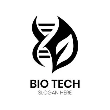 Bio Tech Logo Design with Dynamic DNA Helix and Leaf Element Stock Illustration