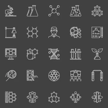 Bio technology linear icons Stock Illustration